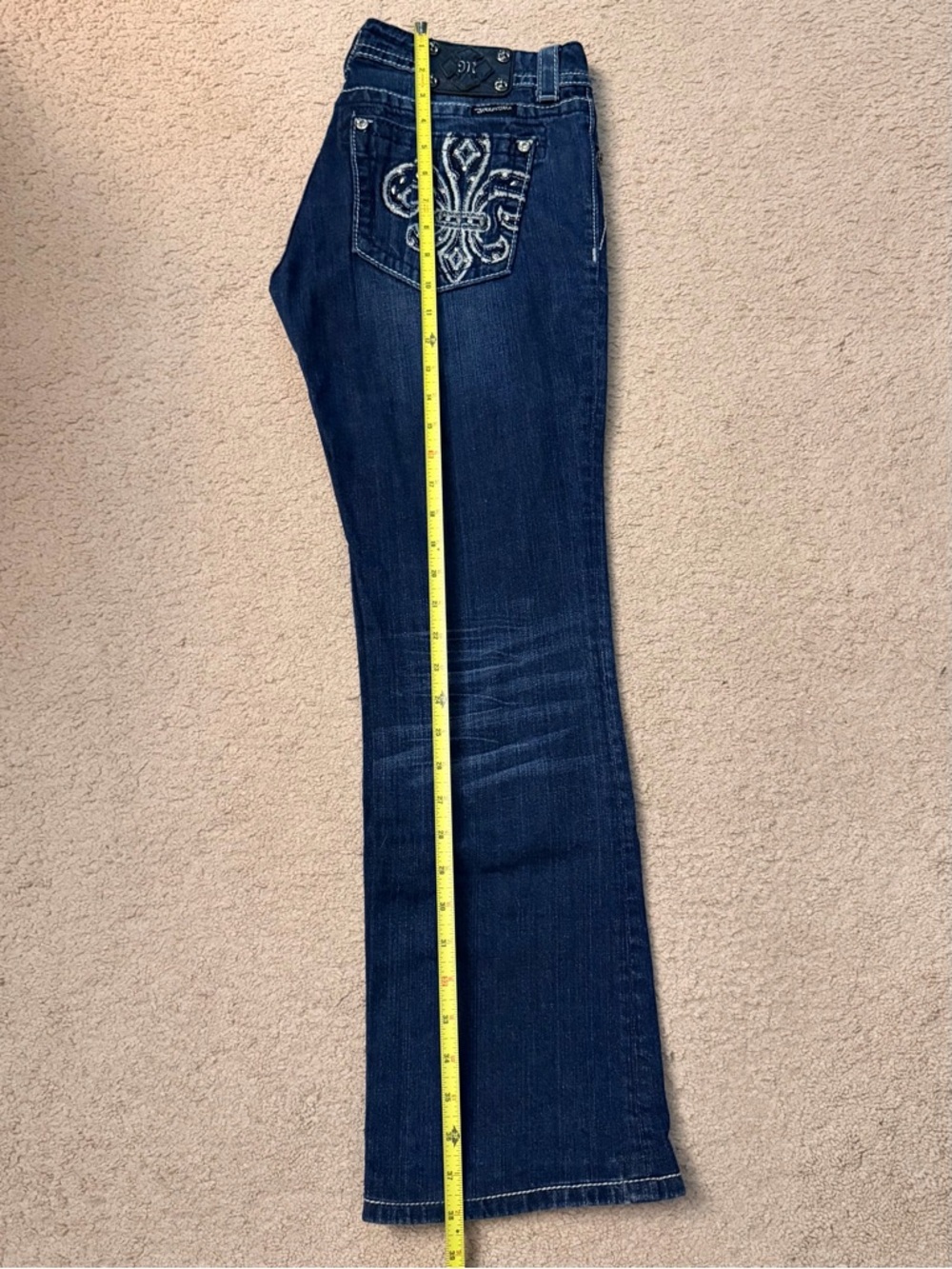 Miss Me Dark Blue Boot Cut Jeans with Embroidered Pocket - Picture 6 of 7